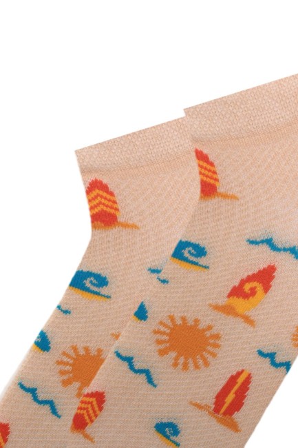 Bross Güneş Desenli Bebek 3lü Pamuklu Patik Çorap - Thumbnail