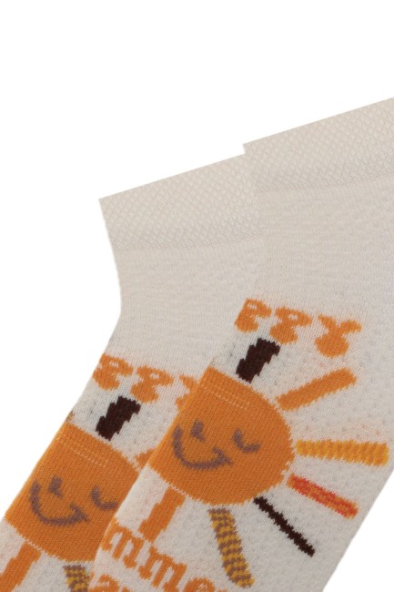 Bross Güneş Desenli Bebek 3lü Pamuklu Patik Çorap - Thumbnail