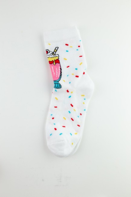 Bross İçecek Desenli Çocuk Soket Çorap - Thumbnail