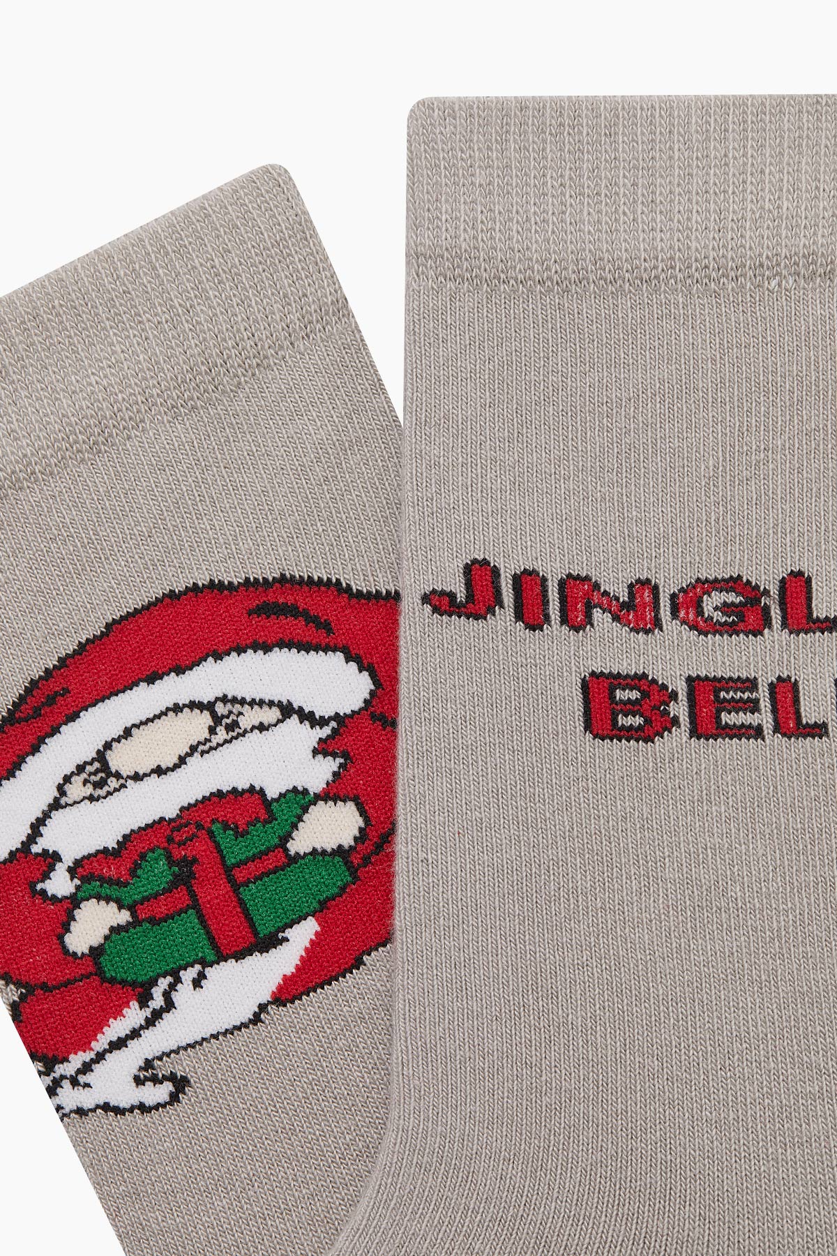 Bross Jingle Bells Yazılı Unisex Yılbaşı Çorabı - Thumbnail