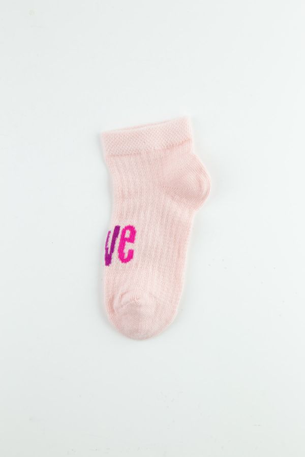 Bross Kalp Desenli Kız Bebek Patik Çorap