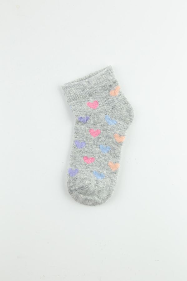 Bross Kalp Desenli Kız Bebek Patik Çorap