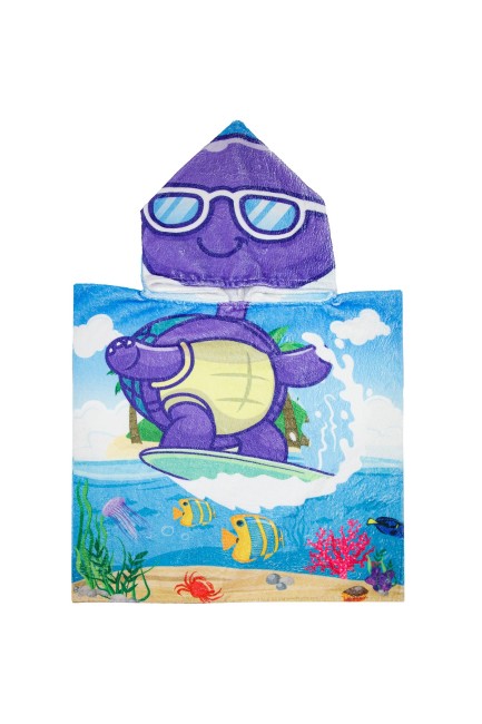 Bross - Bross Kaplumbağa Desenli Çocuk Havlu Panço 60x60