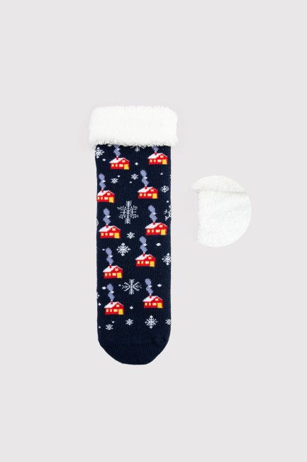 BROSS - Bross Karışık Kış Desenli Kürklü Çocuk Çorap