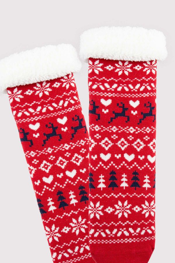 Bross Karışık Kış Desenli Kürklü Çocuk Çorap