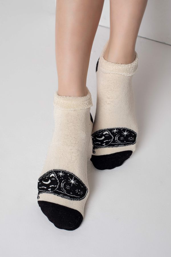 Bross Kedi Desen Havlu Patik Çorap