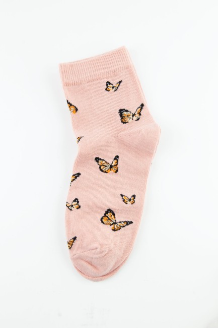 Bross Kelebek Desenli Kadın Soket Çorap - Thumbnail