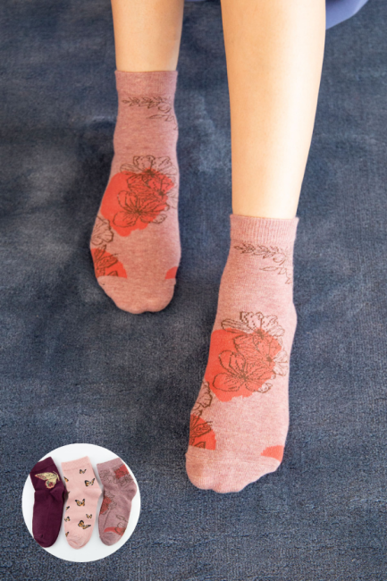 Bross Kelebek Desenli Kadın Soket Çorap - Thumbnail
