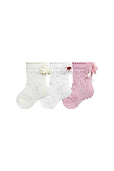 BROSS r n - Bross Kız Bebek Aksesuarlı 3lü Soket Çorap