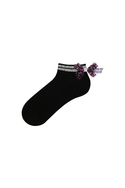 Bross - Bross Women's Booties Socks with Leopard Bow Accessory