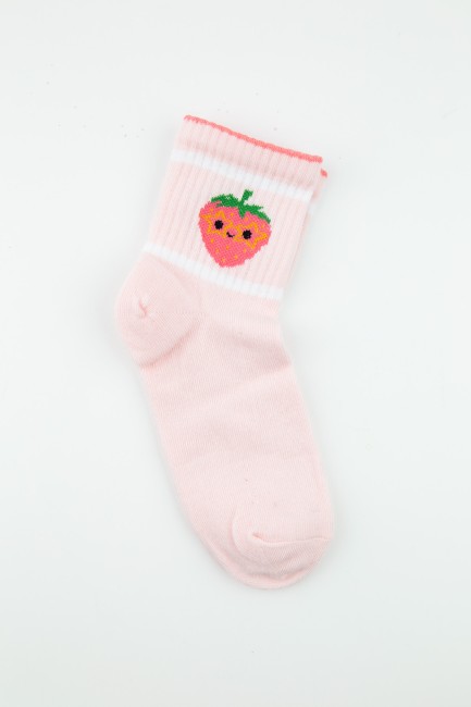 Bross Meyve Desenli Kız Çocuk Soket Çorap - Thumbnail