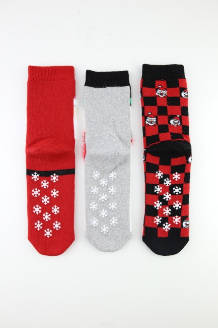 Bross Noel Baba Kaydırmaz Havlu Çocuk Soket Çorap - Thumbnail