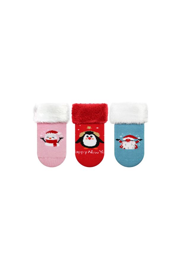 Bross Noel Desen Havlu Baskılı Bebek Çorap