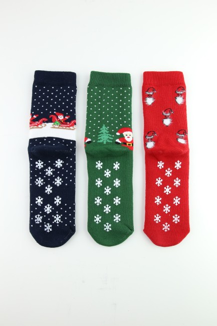 Bross Noel Kırmızı Havlu Çocuk Soket Çorap - Thumbnail