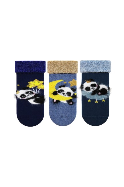 BROSS - Bross Panda Desenli Baskılı Havlu Bebek Çorap