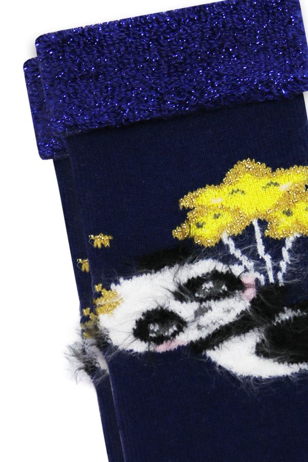 Bross Panda Desenli Baskılı Havlu Bebek Çorap