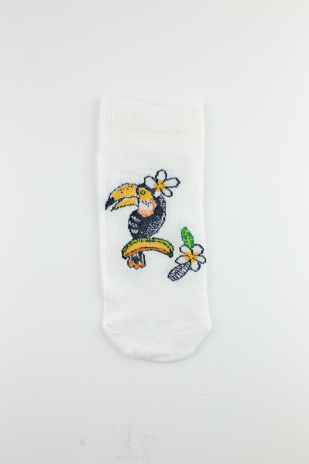Bross Papağan/ Flamingo Desenli Kadın Patik Çorap - Thumbnail