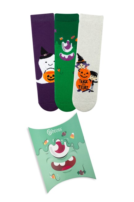 BROSS - Bross 3lü Kutulu Halloween Havlu Çocuk Çorabı 1
