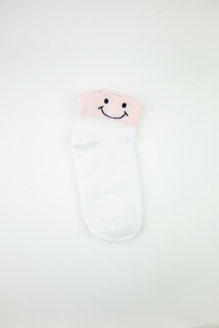 Bross Renkli Gülen Yüz Çocuk Patik Çorap - Thumbnail