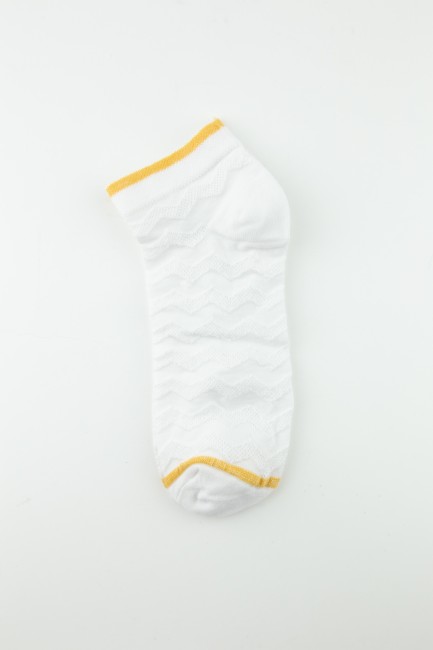 Bross Renkli Lastikli Beyaz 6lı Patik Çorap - Thumbnail