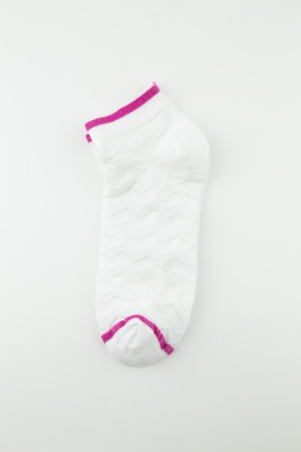 Bross Renkli Lastikli Beyaz 6lı Patik Çorap - Thumbnail
