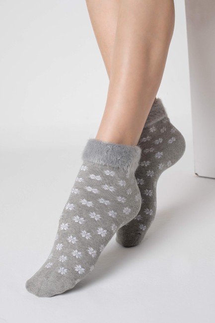 BROSS - Bross Saçaklı Kar Tanesi Desenli Havlu Çorap