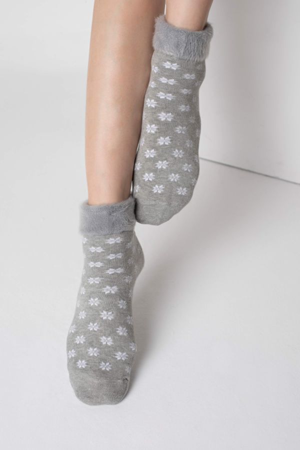 Bross Saçaklı Kar Tanesi Desenli Havlu Çorap