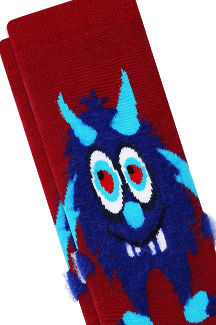 Bross Saçaklı Monster Baskılı Havlu Çocuk Çorabı - Thumbnail
