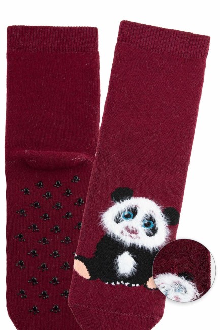 Bross Sevimli Panda Desenli Havlu Çocuk Çorap - Thumbnail