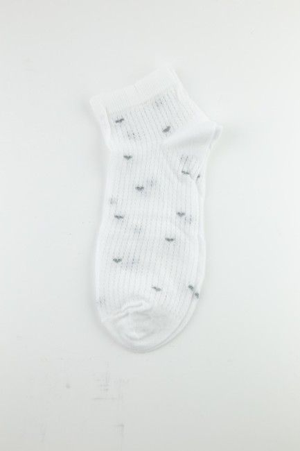 Bross Simli Kalp Desenli Floş Kadın Patik Çorap - Thumbnail