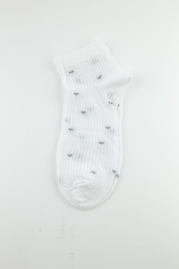 Bross Simli Kalp Desenli Floş Kadın Patik Çorap