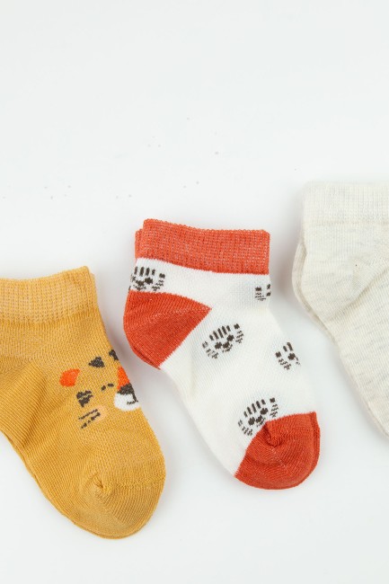 Bross 3lü Tigger Erkek Bebek Patik Çorap - Thumbnail