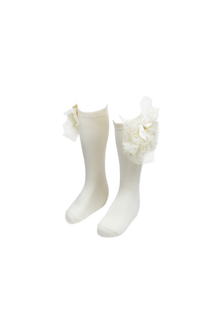 Bross - Bross Tulle Knee-High Kids' Socks with Bow Accessory
