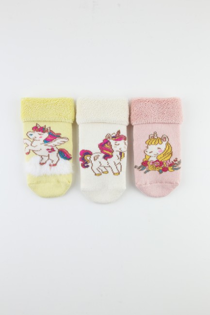 BROSS - Bross Unicorn Kaydırmaz Havlu Bebek Soket Çorap