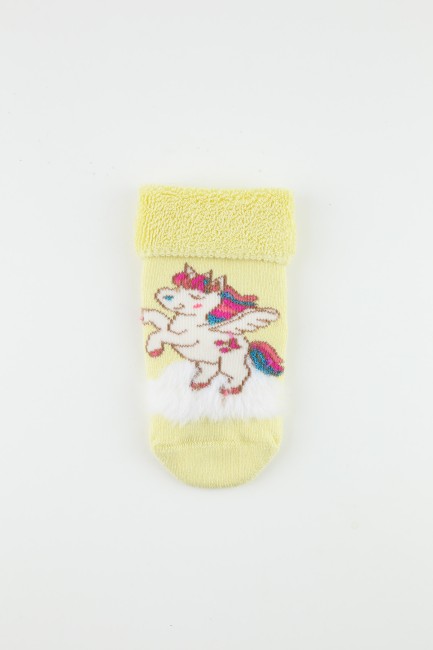 Bross Unicorn Kaydırmaz Havlu Bebek Soket Çorap - Thumbnail