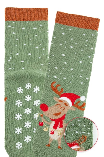 Bross 3lü Yılbaşı Tabanaltı Havlu Çocuk Çorap - Thumbnail