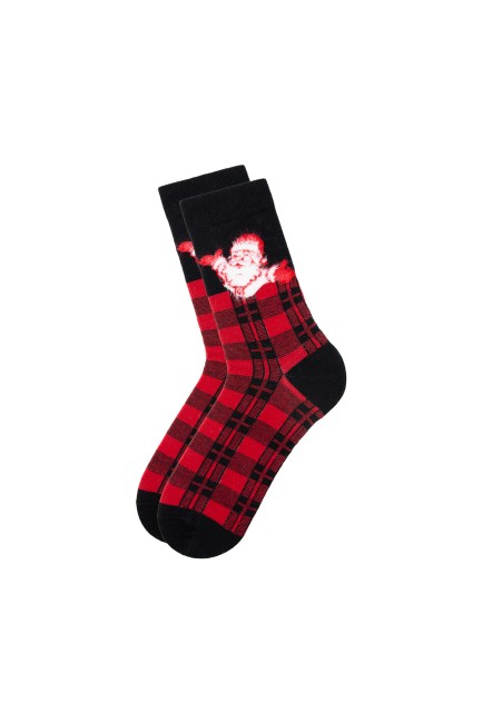 BROSS - Bross Yılbaşı Ekoseli Noel Baba Erkek Soket Çorap