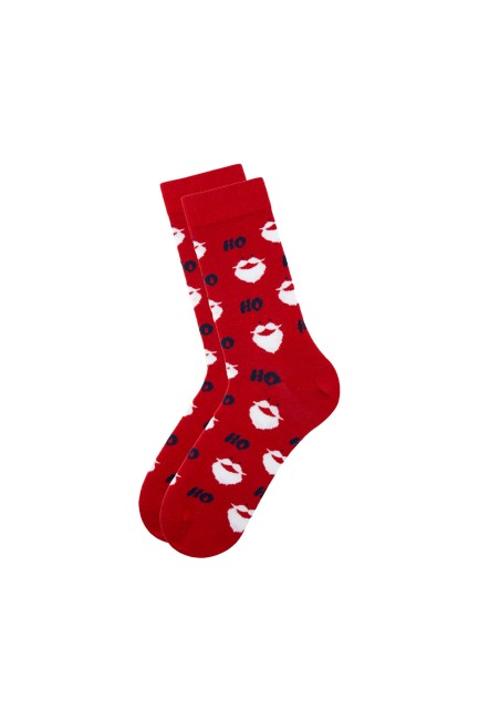 BROSS - Bross Yılbaşı Noel Baba Kırmızı Erkek Soket Çorap
