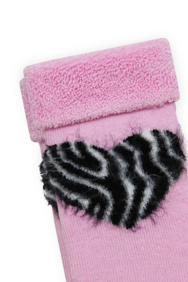 Bross Zebra Desenli Basıklı Havlu Bebek Çorap