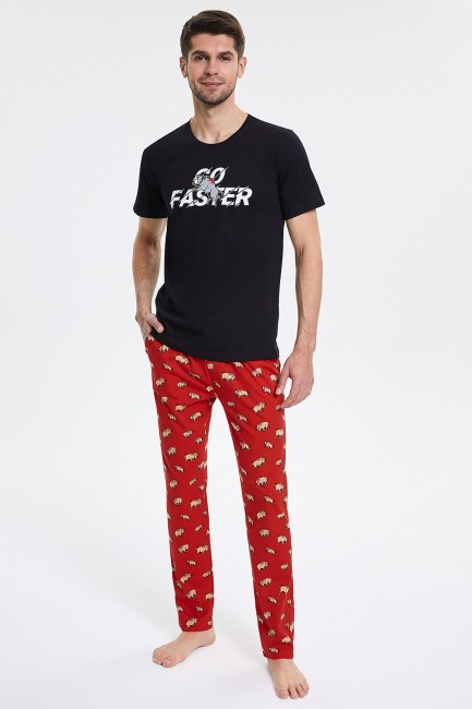 Bross - Bull Pattern Short Sleeve Men's Pajamas Set