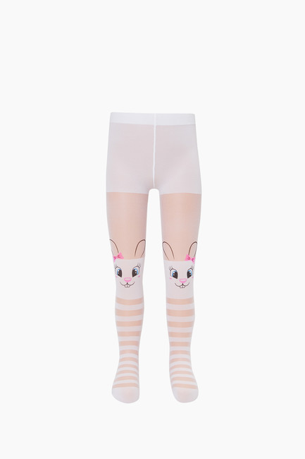 Bross - Çemberli Tavşan Desenli İnce Külotlu Çocuk Çorabı