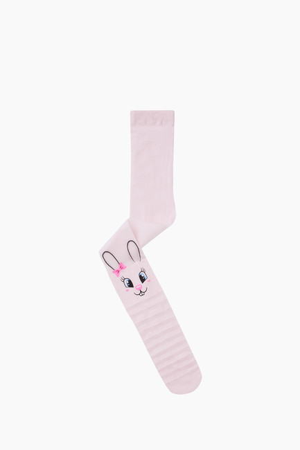 Bross - Bross Çemberli Tavşan Desenli İnce Külotlu Çocuk Çorabı