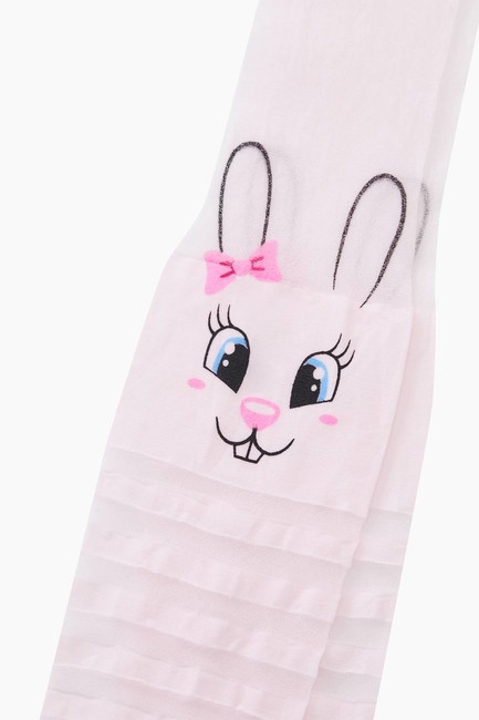 Çemberli Tavşan Desenli İnce Külotlu Çocuk Çorabı - Thumbnail