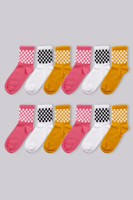 BROSS - Tülip Dama Pamuk Karışık Kadın12li Soket Çorap