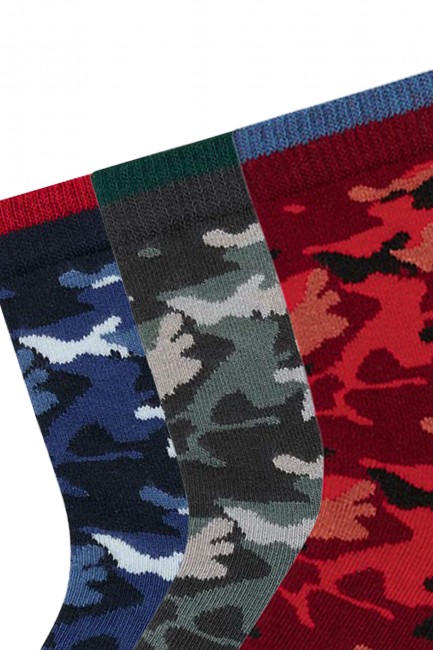 Bross 3-Pack Camouflage Patterned Kids' Socks - Thumbnail