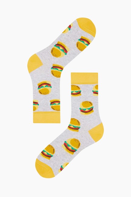 Bross Hamburger Patterned Men's Socks - Thumbnail
