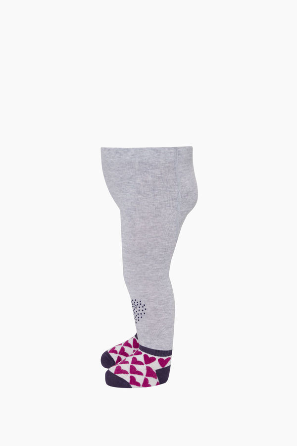 Heart Printed Sole&Knee Antislip Baby Tights