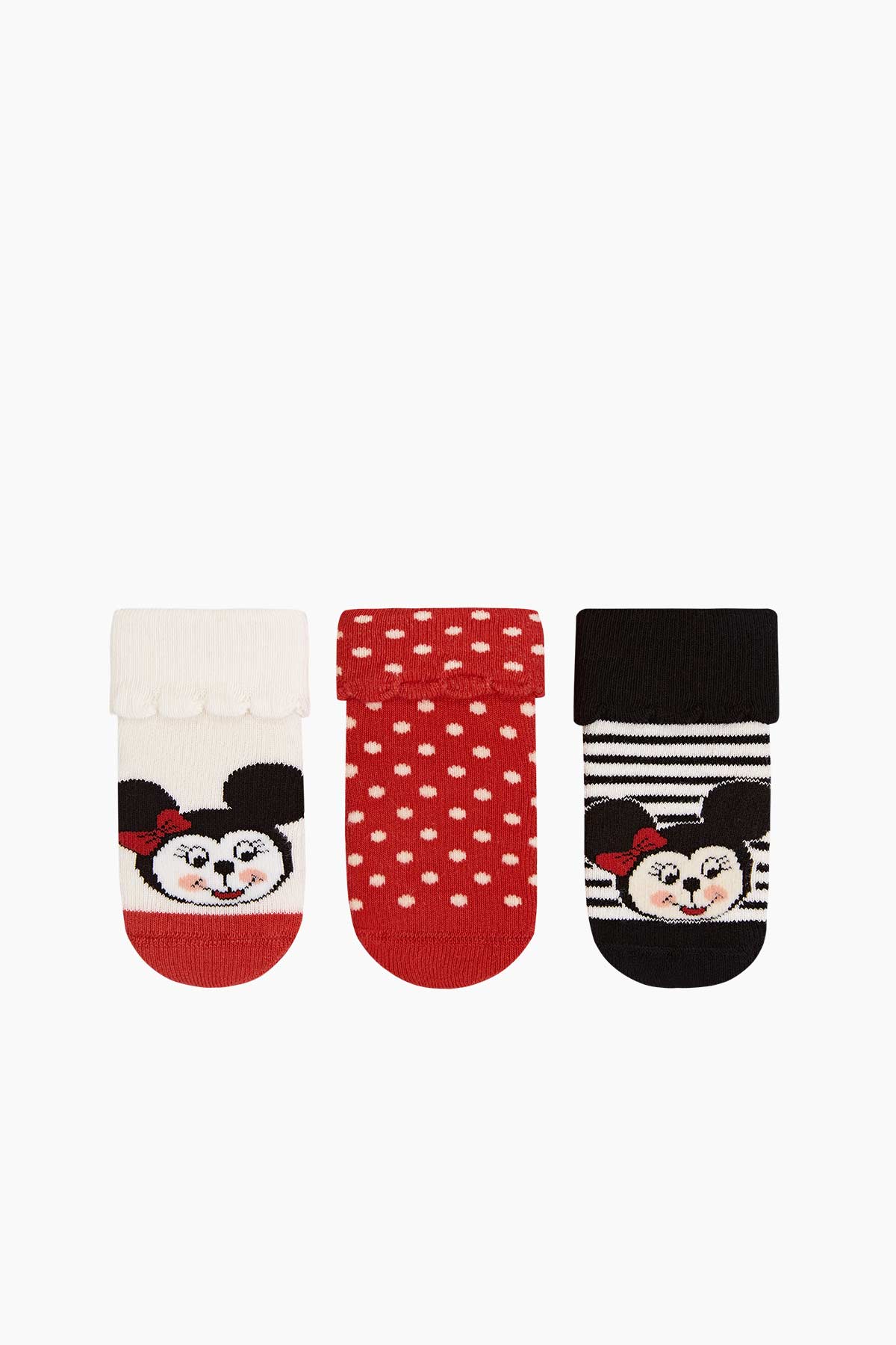 Bross - 3er Pack Minnie Pattern Antislip Terry Baby Socken
