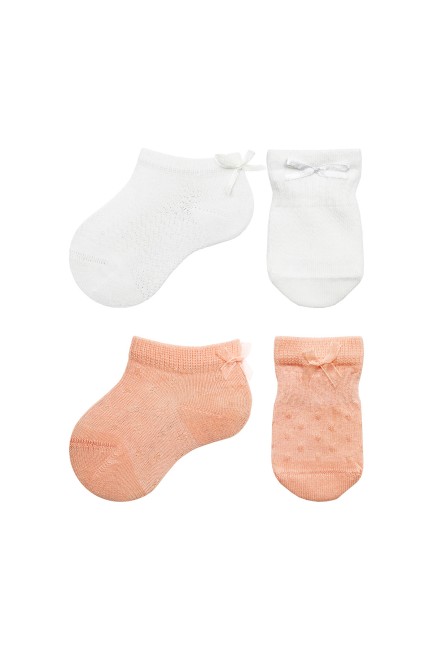 Bross - Bross 2-Pack Newborn Gloves and Socks Combination with Bow Accessory