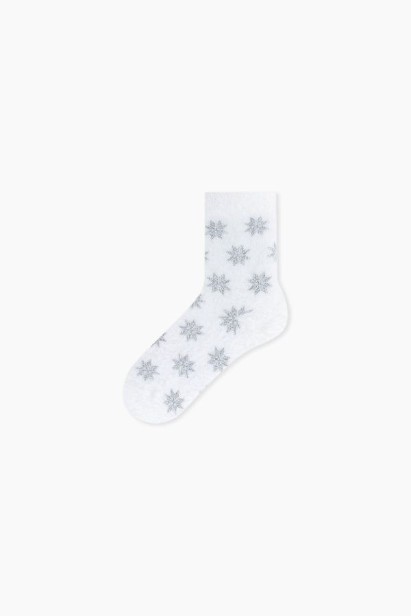 Bross 2-Pack Snowflake Patterned Feathery Women's Socks